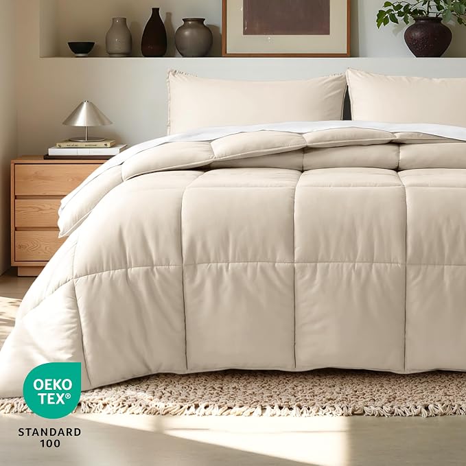 Bare Home Comforter Set - 1800 Ultra Soft (Twin/Twin XL, Sand) | All-Season, Breathable, Hypoallergenic, Premium 1800, Warm, Cozy