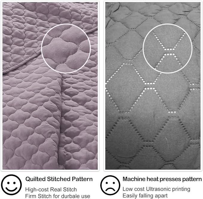 HORIMOTE HOME Quilt Queen Size Grayish Purple, Lightweight Quilts for Summer Ultra-Soft Microfiber Modern Style Quilted Clouds Pattern Bedspread Quit Set 3 Pieces(1 Quilt and 2 Pillow Shams)