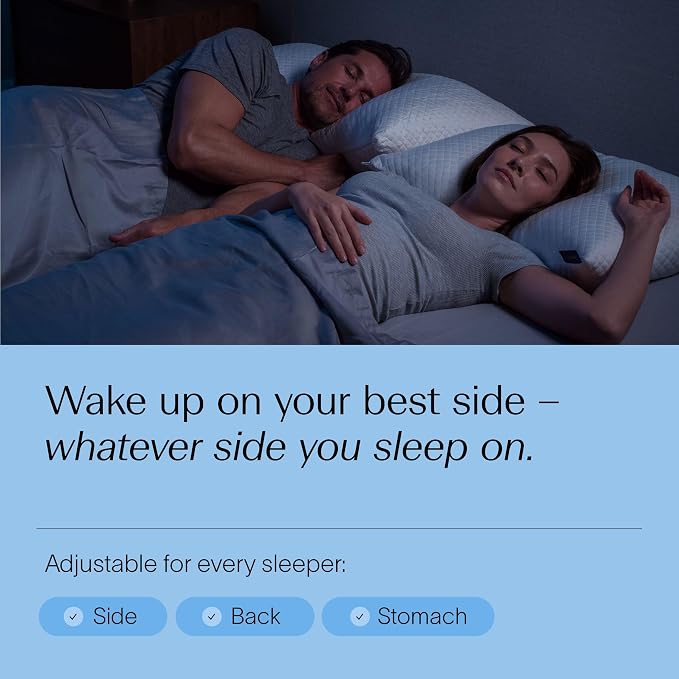 DreamyBlue Signature Adjustable Shredded Memory Foam Pillow Queen | CertiPUR-US Certified | Bamboo Rayon Cover | Side Back Stomach Sleepers | Washable | Neutral Spinal Alignment