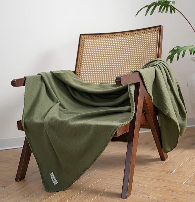 Fleece Throw Blanket Set Bulk for Travel Kids Outdoor Wedding Pet (Olive Green, Pack of 6 50x60 Inches)