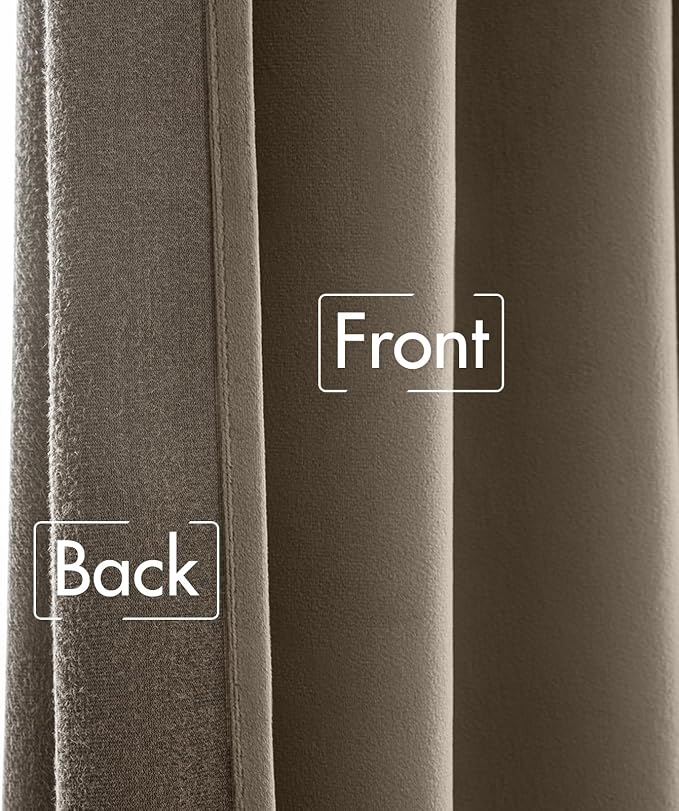 MIULEE Taupe Velvet Curtains 52x84 inches Luxury Blackout Curtains | Thermal Insulated, Super Soft Window Drapes for Bedroom Living Room, Rod Pocket & Back Tab