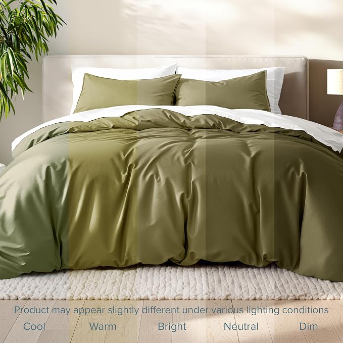 Bare Home Duvet Cover Set 1800 Ultra-Soft (Twin/Twin XL, Olive) | Lightweight, Cooling, Breathable, Premium 1800 Ultra-Soft, All-Season