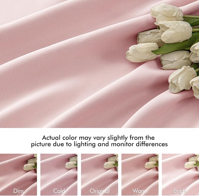 MIULEE Light Pink Back Tab Blackout Curtains 52x72 Inches Long 2 Panels Set | Rod Pocket Pinch Pleated, Thermal Insulated, Room Darkening, Light Blocking, Privacy Curtains for Living Room Bedroom