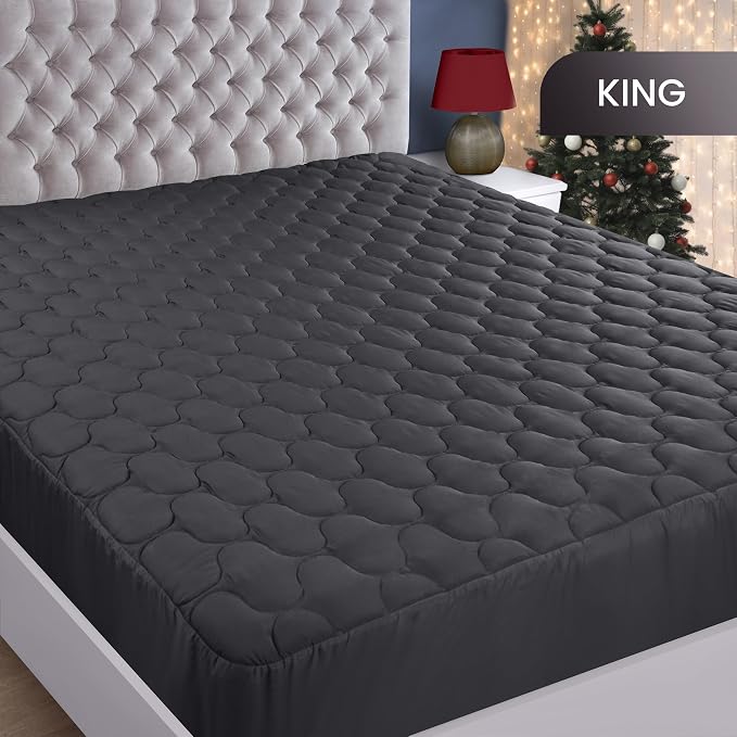 Utopia Bedding Waterproof Mattress Protector, King Mattress Pad, Quilted Fitted Cover Stretches up to 16 Inches Deep (Grey) | Deep Pockets fits upto 16" Deep, 100% Waterproof Mattress Cover Soft Breathable & Noiseless Mattress Topper by Utopia Bedding