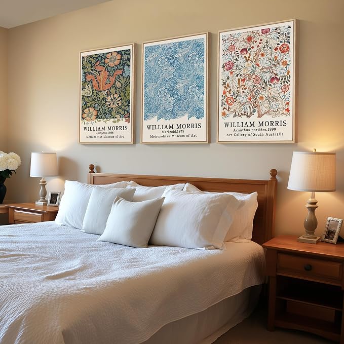 Framed William Morris Wall Art Set of 3, Large Vintage Floral Botanical Canvas Prints, Colorful Nature Artwork for Living Room, Bedroom, Hallway or Office Decor, Total Size 30x60 Inch | Nature artwork, Colorful prints, 30x60 inch, Living room, Bedroom,...