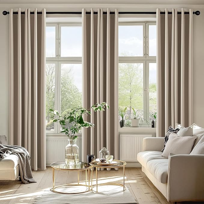 MIULEE Blackout Curtains for Bedroom 2 Panels 40 x 84 Inch Long Taupe | Thermal Insulated, Living Room Darkening Grommet Drapes, Noise Reducing, Light Blocking Window Treatments