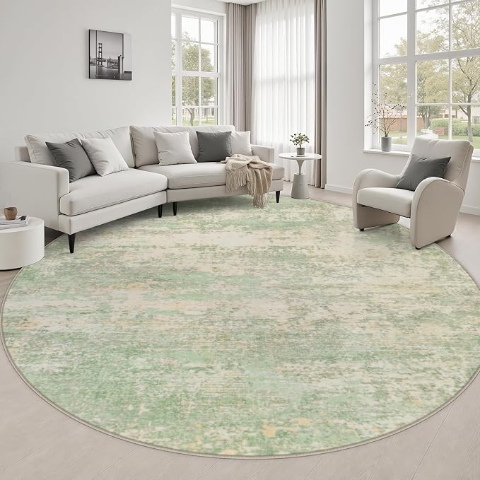 Round Area Rug Living Room: 6 ft Modern Washable Indoor Carpet | For Bedroom Dining Room Farmhouse Nursery Hallway Office,Modern Abstract,Machine washable,Non-Slip,Stain Resistant,Indoor