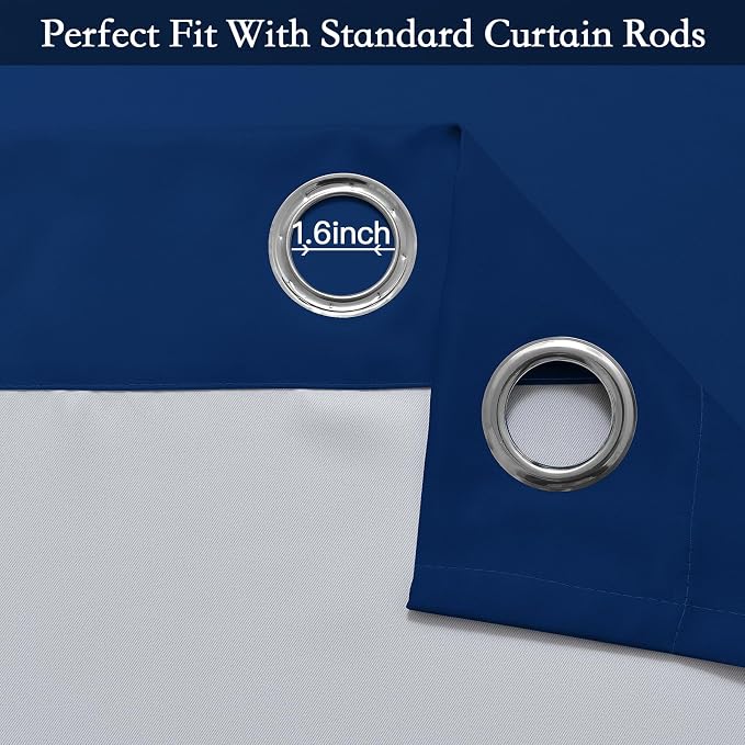 SimpleHome Ombre Royal Blue to Grey White Curtains for Living Room 52Wx84L | Room Darkening Curtains for Bedroom,Gradient Light Blocking Curtain,Thermal Insulated Grommet Window Drapes,2 Panels,84 Inch