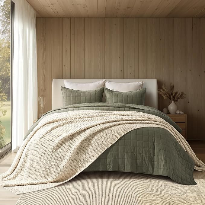 EVERGRACEHOME Chunky Chenille Knit Throw Blanket, 90 x 90, Beige | Sculpted Moss Stitch, Chic Modern Farmhouse, All-Season Warmth, OEKO-TEX® Certified, Oversized Queen for Couch, Bed, Sofa
