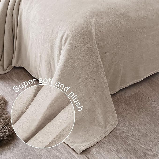 Exclusivo Mezcla Soft Fleece Blanket Twin Size for Bed, Camel | 60x80 Inches, Double-Sided Brushed Flannel, Lightweight Plush Cozy Blanket for Home Decor, All Season, Machine Washable