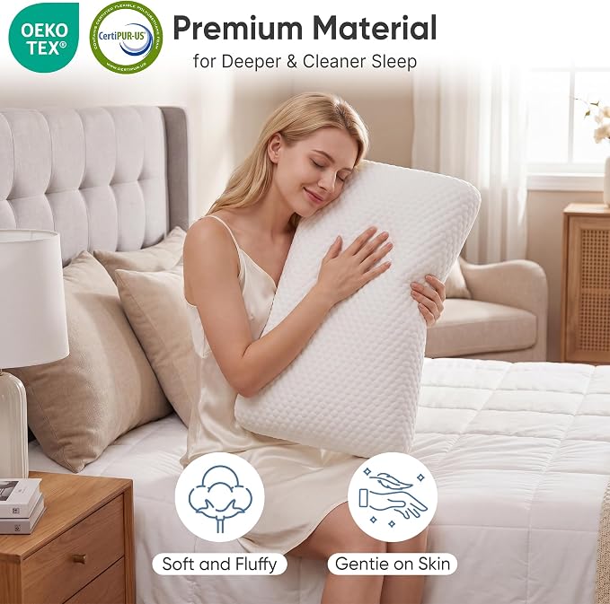 Sweetcrispy Cooling Gel Memory Foam Pillows for Sleeping, Back and Side Sleeper Support, Standard Size and Medium Firm, Bed Pillows for Adults with Washable Cover and Breathable Mesh – 2 Pack, White