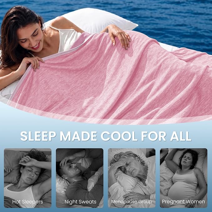 Topcee Cooling Blanket(90"x108"King Size) for Night Sweats Absorbs Heat to Keep Adults Cool on Warm Nights, Q-Max 0.5 Cooling Blankets for Hot Sleepers, Ultra-Cool Lightweight Blanket for Bed | Absorbs Heat Cold Summer Blanket for Night Sweats & Menopa...