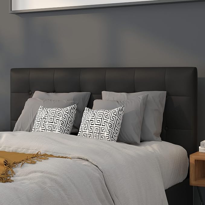 Flash Furniture Full Tufted Vinyl Headboard, Black | Adjustable Height, Easy Install, Bedroom Decor