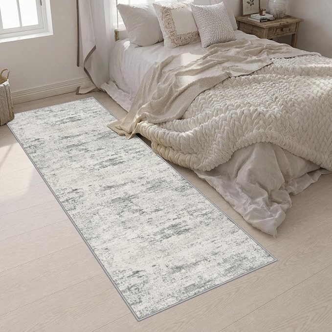 3x10 Washable Runner Rug：Modern Abstract Kitchen Soft Carpet Gray | For Hallway, Bedroom, Kitchen, Laundry, Bathroom,Door Mat,Modern Abstract,Machine washable,Non-Slip,Stain Resistant,Indoor