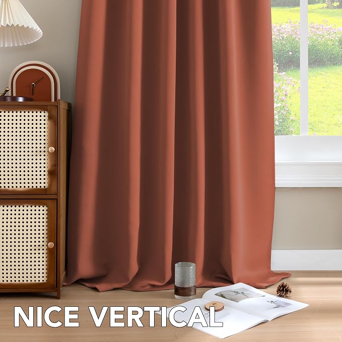 H.VERSAILTEX Blackout Curtains Thermal Insulated Window Treatment Panels Room Darkening Blackout Drapes for Living Room Back Tab/Rod Pocket Bedroom Draperies (2 Panels, Orange, 42 x 63 Inch)