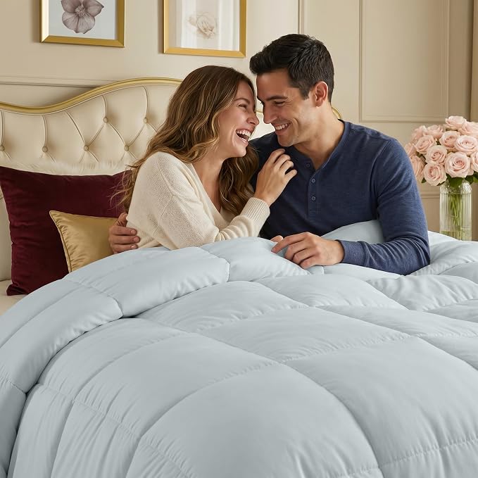 Utopia Bedding Comforters Queen Size, All Season Duvet Insert, Down Alternative Box Stitched Bed Comforter with Corner Tabs, Machine Washable (Light Grey) | Cozy All Season Comforter for Kids and Teens, Unisex, Down Alternative Fill, Soft Microfiber Sh...