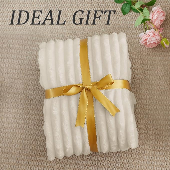 BEDELITE Ribbed Fleece Throw Blanket for Couch, Beige, 50"x70" | Ultra-Soft Plush Fleece, Warm Yet Lightweight, Ribbed Texture, Home Decor, Machine Washable, Giftable, All-Season Use