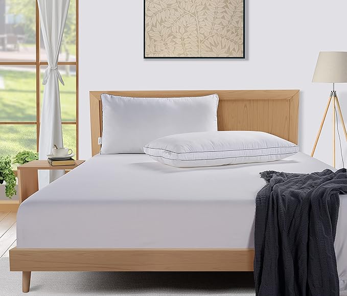 LANE LINEN King Size Bed Pillows for Sleeping, Pack of 2, 20x36 - White | Perfect for Side, Back & Stomach Sleeper, Down Alternative fill Hotel Quality Pillow - Cooling, Soft, Fluffy & Plush Comfort