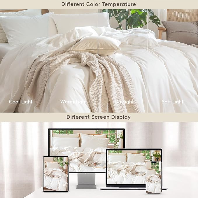 MooMee Duvet Cover Set 100% Washed Cotton Linen Like Super Queen | Relaxed Linen-like Texture. Soft, Breathable & Long-lasting Comfort. Lightweight. Hidden Zipper with 8 Interior Corner Ties