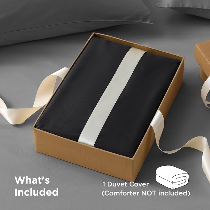 Bedsure Duvet Cover Queen Size, 1Pc Soft Double Brushed Bedding, Black | For Kids & Adults, 90"x90", Only 1 Comforter Cover, No Pillow Shams, Hotel Luxury, Breathable, Lightweight, Zipper Closure