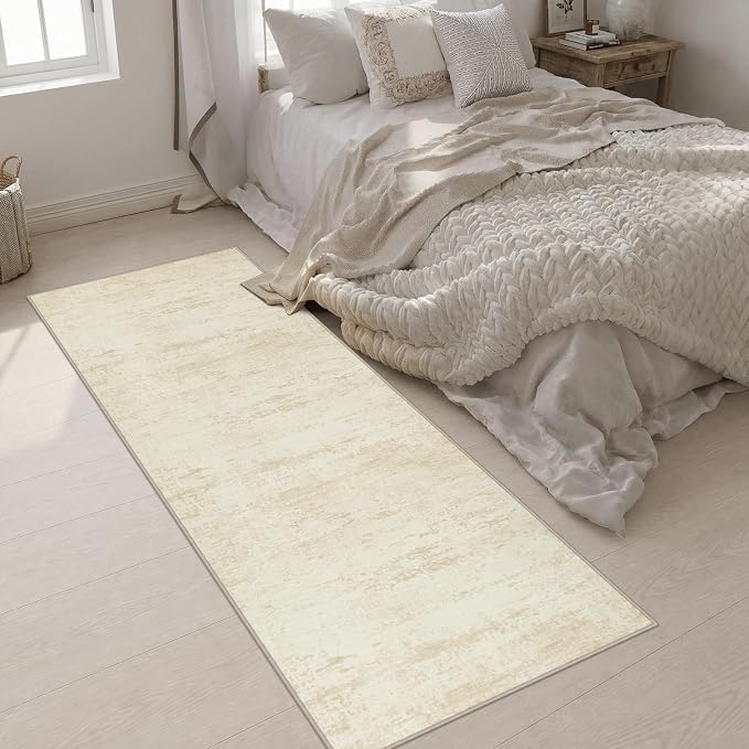 3x8 Washable Runner Rug：Modern Abstract Kitchen Soft Carpet Beige | For Hallway, Bedroom, Kitchen, Laundry, Bathroom,Door Mat,Modern Abstract,Machine washable,Non-Slip,Stain Resistant,Indoor