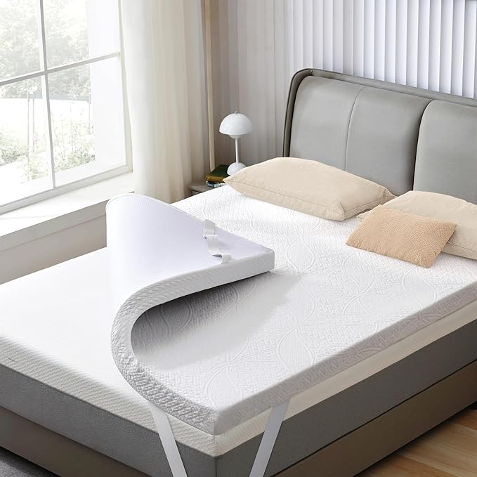 SINWEEK 3 Inch Gel Memory Foam Mattress Topper, King Size | Cooling Cover Ventilated Pressure Relieve Mattress Pad, Breathable, CertiPUR-US Certified