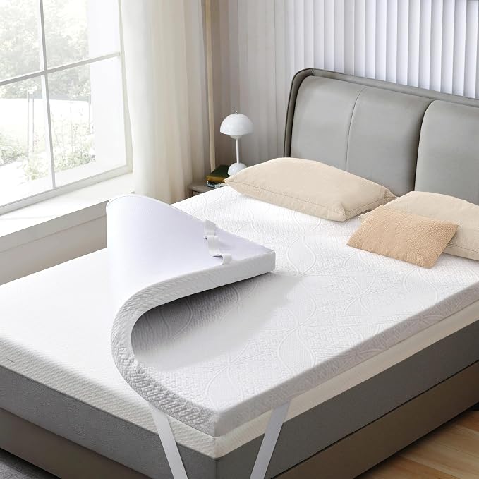 SINWEEK 2 Inch Gel Memory Foam Mattress Topper, Queen Size | Cooling Cover Ventilated Pressure Relieve Mattress Pad, Breathable, CertiPUR-US Certified