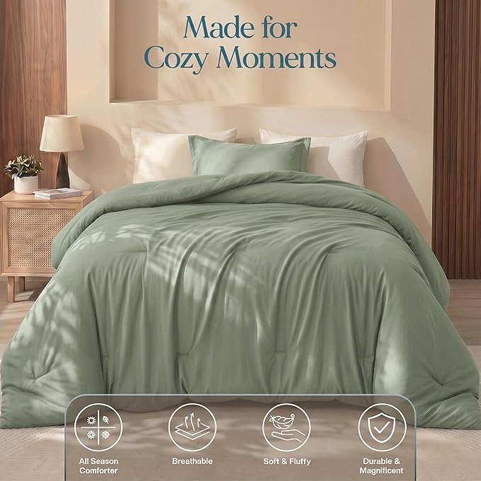 Utopia Bedding 2 Pc Twin Comforter Set, All Season Bedding, Sage Green | Bedding Set Includes Comforter (64x88) Inches, 1 Sham (20x26) Inches. Soft Microfiber Down Alternative, Machine Washable.