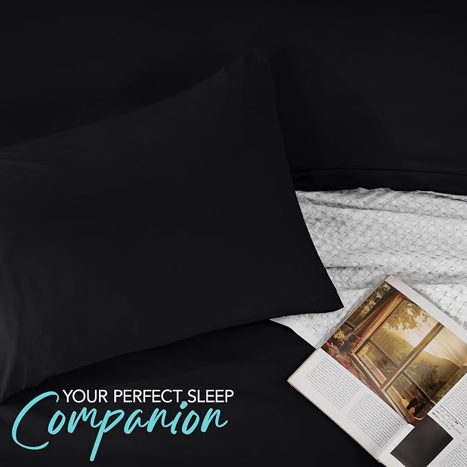 Utopia Bedding Duvet Cover Set with Pillowcases - 3 Pieces Bedding Duvet Cover with Zipper Closure - 1 Duvet Cover with 2 Pillowcases - Soft Brushed Microfiber(King, Black)