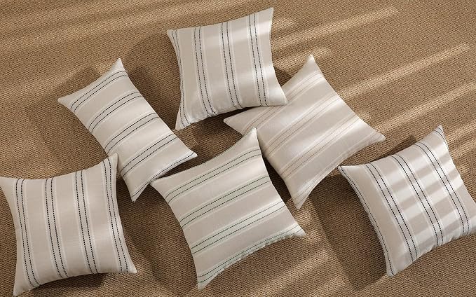 Hckot Sage Green Decorative Throw Pillow Covers 24x24 Striped Pillow Cover | Set of 2 Textured Linen Pillow Covers Christmas Farmhouse Decor Cushion Covers for Couch Living Room Green Decorative Pillows