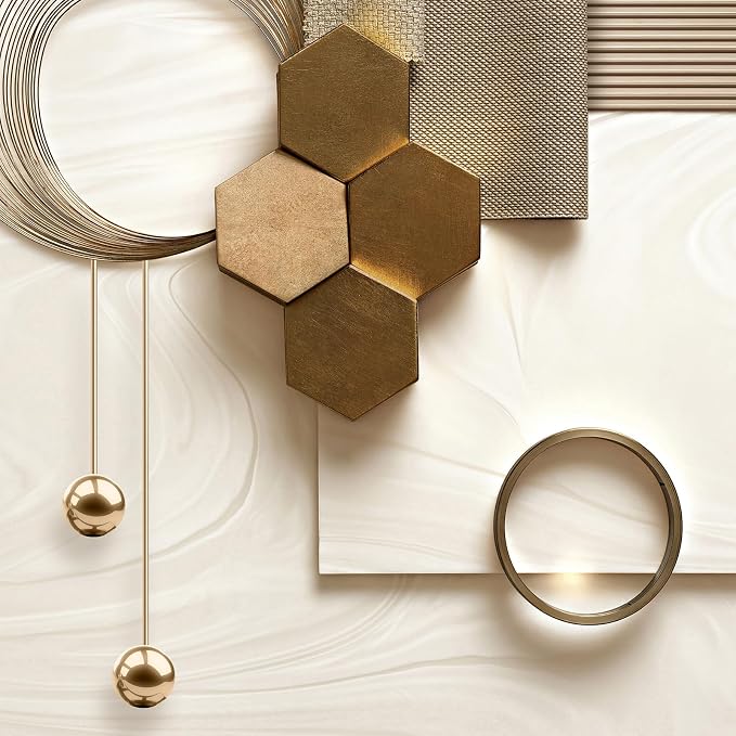 Extra Large Modern Luxury Gold Framed Wall Art for Living Room, 3 Piece Glam Bright Art Prints Paintings Artwork for Walls, Contemporary Bronze Geometric Pictures for Hallway Stair Office Wall Decor
