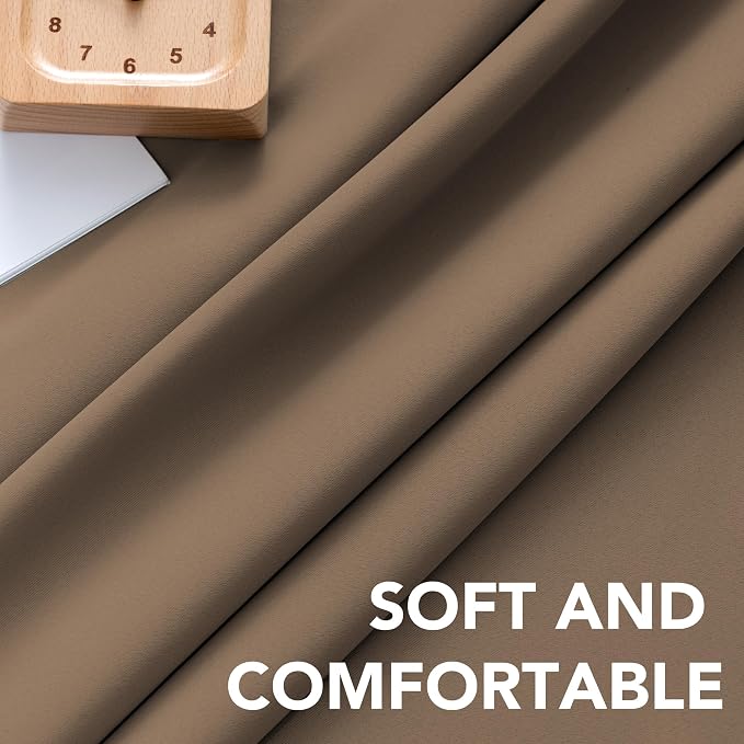 H.VERSAILTEX Blackout Curtains Thermal Insulated Window Treatment Panels Room Darkening Blackout Drapes for Living Room Back Tab/Rod Pocket Bedroom Draperies (2 Panels, Macchiato, 52 x 84 Inch)