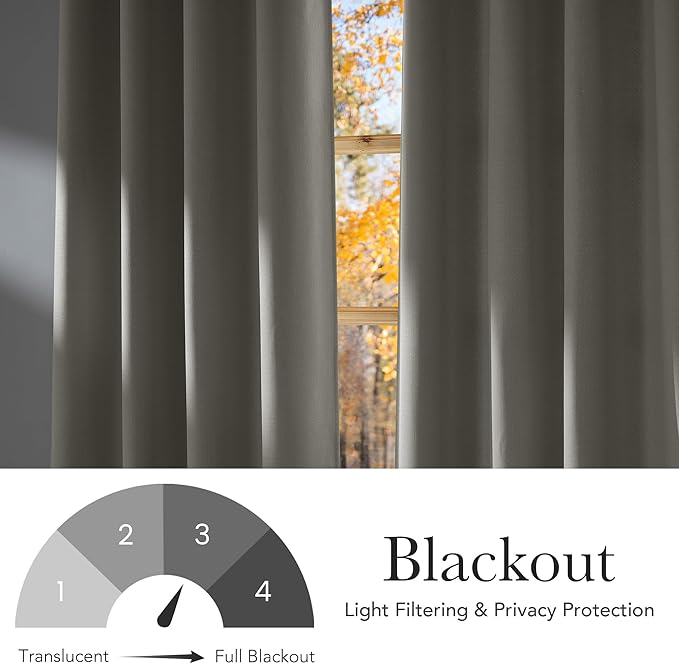 NICETOWN Short Faux Linen Natural Blackout Curtains 63 inches Long | For Kitchen, Privacy, for Living Room, Modern Farmhouse Style, Easy Care, Grommet Top, 2 Panels, W42 by L63
