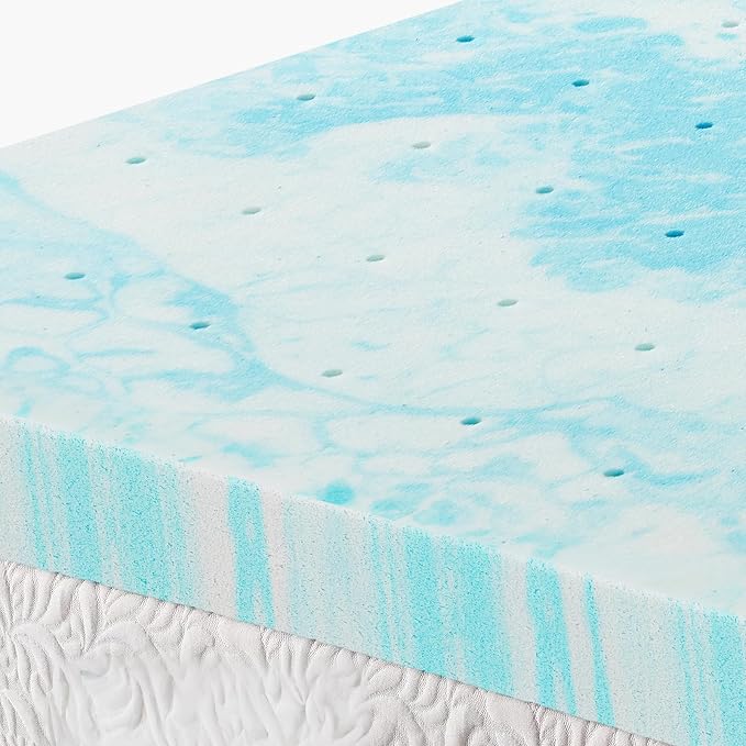 OLIXIS 3 Inch Queen Cooling Gel Infused Memory Foam Mattress Topper Bed Pad | CertiPUR-US Certified, Soft Ventilated Pressure Relieving Bed Pad in a Box, Plush Overlay for Dorm, RV, Camper & Sleeper Sofa