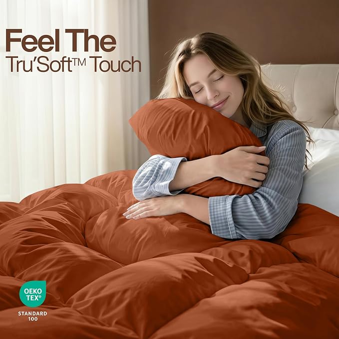 Utopia Bedding Queen Comforter, Duvet Insert, Burnt Orange, 88 x 88 Inches | Soft and Fluffy Down Alternative Bed Comforter, All Season, Breathable, Corner Tabs, Box Stitched, Durable, Machine Washable