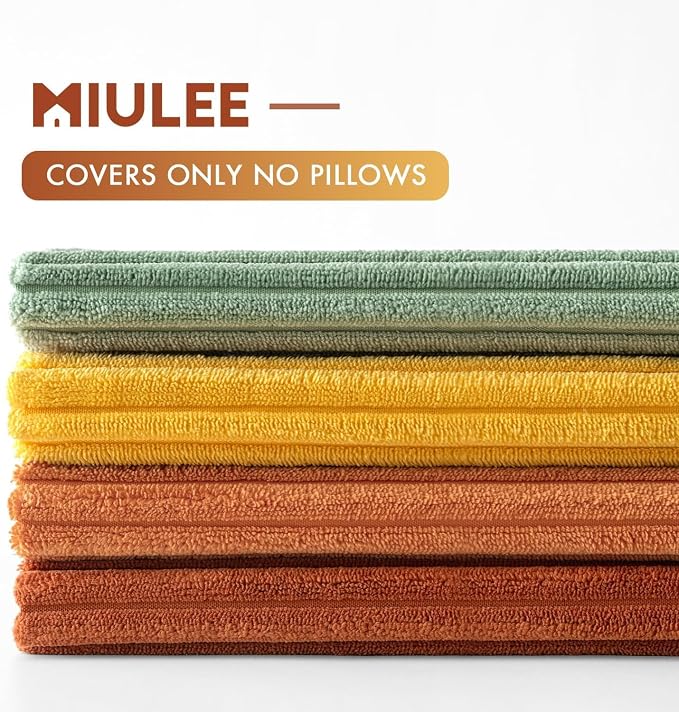 MIULEE Fall Decorative Throw Pillow Covers Yellow Rust Green 24x24 | Set of 4, Vintage Retro Fall Decor, Mix and Match Color Clash Design, Vibrant Cushion Covers for Sofa Couch Bed Living Room