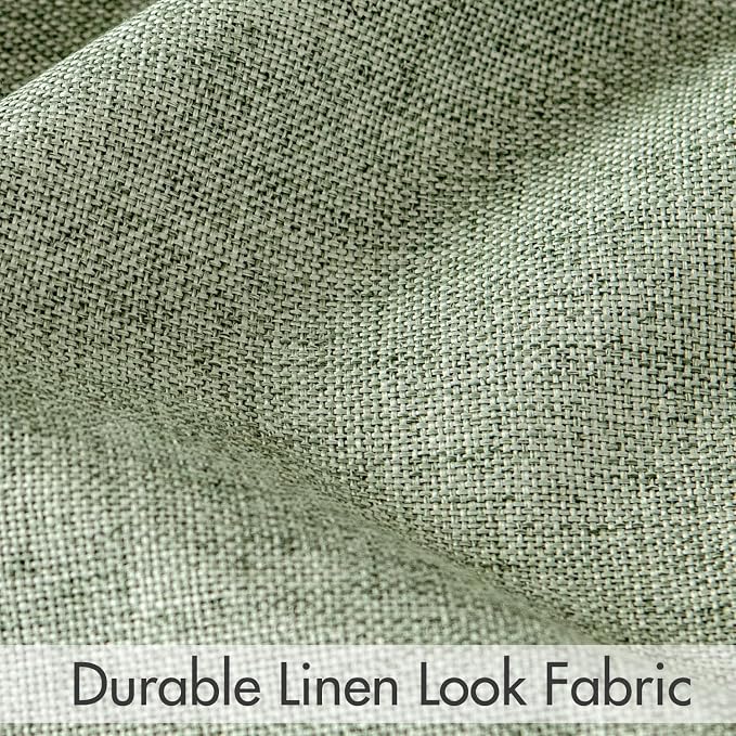 MIULEE 100% Blackout Curtains Linen Curtains & Drapes 108 Inch, Sage Green | 2 Panels, Full Black Out, Thermal Insulated, Room Darkening Window Curtains for Bedroom Living Room , Back Tab & Rod Pocket
