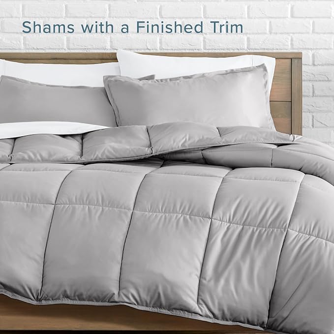 Bare Home Full Comforter Set - 1800 Ultra Soft (Full, Light Grey) | All-Season, Breathable, Hypoallergenic, Premium 1800, Warm, Cozy