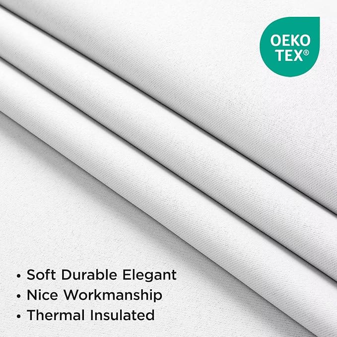 Joydeco 96 Inch 60% Blackout Curtains 2 Panels, Semi Sheer Blackout Curtains for Bedroom, White Curtains, Black Out Drapes for Living Room, Rod Pocket Back Tab Drapes(W52 x L96 Inch,Pure White)