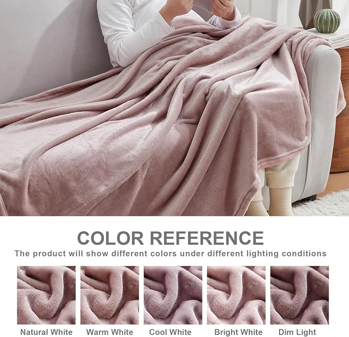 Hansleep Twin Pink Fleece Blanket, Soft Flannel Bed Blanket | Fuzzy Cozy Blanket 60x80 Inches, Multi-use for Bed, Sofa, Couch, Travel, Camping, All Season Warm Lightweight Cover