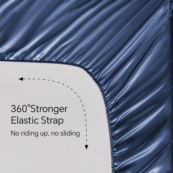 BEDELITE Satin Sheets Twin XL Size Bed Set, Navy, 3 Pieces | Luxury Silky Bed Sheets, 15 Inch Deep Pocket, Similar to Silk, Soft and Cooling, Reduces Friction, Gentle on Hair and Skin