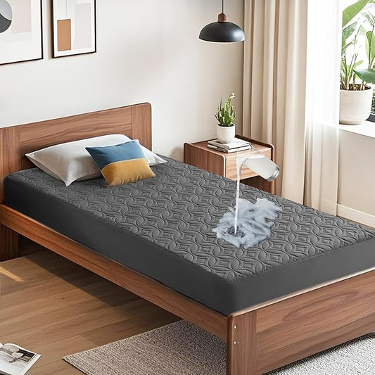 BEDLORE Waterproof Mattress Protector, Twin Size Mattress Pad | Deep Pockets Fit 6"-15" Mattresses, Soft Breathable Dirt-proof Single Bed Mattress Cover for Bedroom, Dorm Room (Gray)