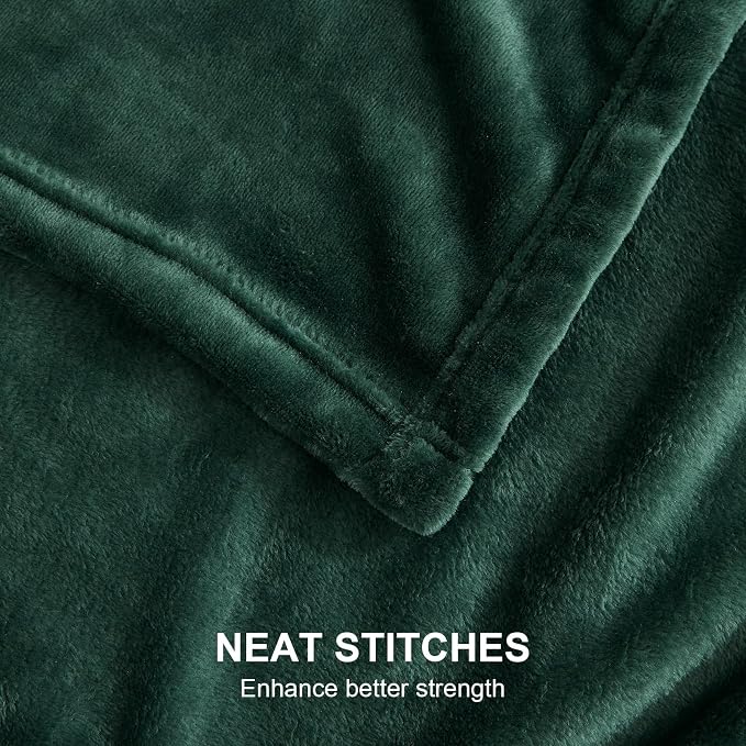 Hansleep Full Dark Green Fleece Blanket, Soft Flannel Bed Blanket | Fuzzy Cozy Blanket 84x90 Inches, Multi-use for Bed, Sofa, Couch, Travel, Camping, All Season Warm Lightweight Cover