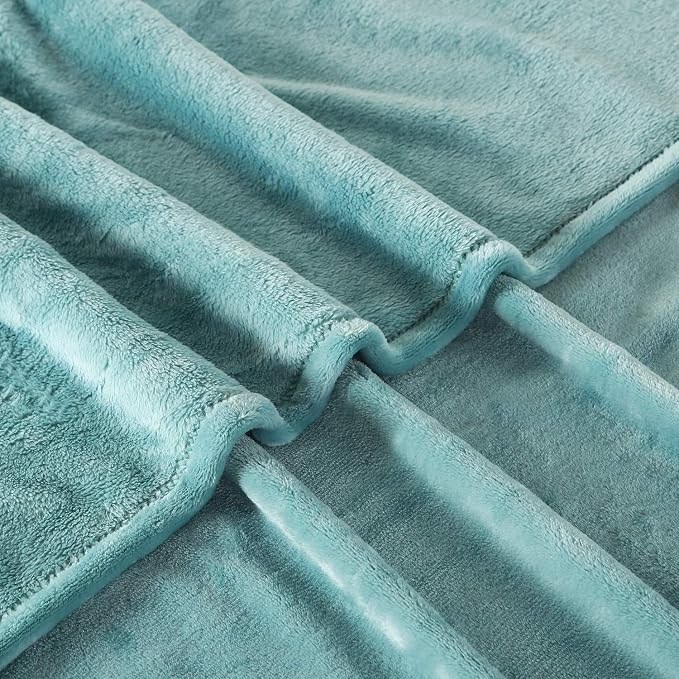 TASTHROW Large Flannel Fleece Throw Blanket, 50×70 Inch | Cozy Lightweight Thick Blanket - All Seasons Suitable for Women, Men and Kids (Two Pack, Bluishgreen)