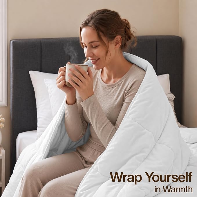 Utopia Bedding Twin Comforter, Duvet Insert, White, 64 x 88 Inches | Soft and Fluffy Down Alternative Bed Comforter, All Season, Breathable, Corner Tabs, Box Stitched, Durable, Machine Washable