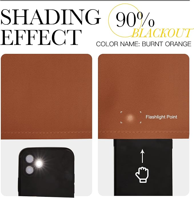 NICETOWN Bedroom Curtains 50 inches Long, Privacy and Thermal Insulated Blackout Drapes for Windows (Burnt Orange, 1 Pair, 42 x 50 inches)