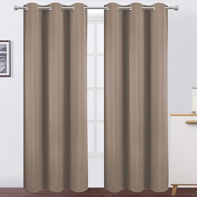 Cappuccino Thermal Blackout Curtains/42 x 84 Inch/Set of 2 Panels Room Darkening Curtains for Bedroom
