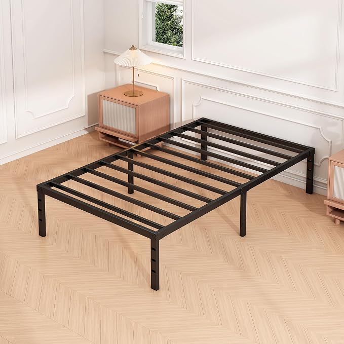 Hafenpo 14 Inch Twin Bed Frame, Under Bed Storage, Black | Sturdy Metal Platform Twin Size, No Box Spring Needed, Heavy Duty, Easy Assembly, Strong Bearing Capacity