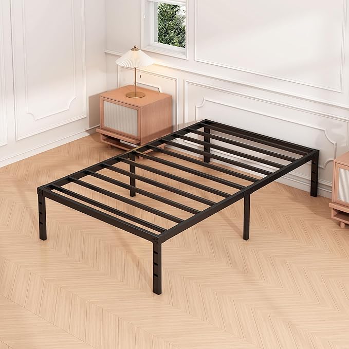 Hafenpo 12 Inch Twin Bed Frame, Under Bed Storage, Black | Sturdy Metal Platform Twin Size, No Box Spring Needed, Heavy Duty, Easy Assembly, Strong Bearing Capacity