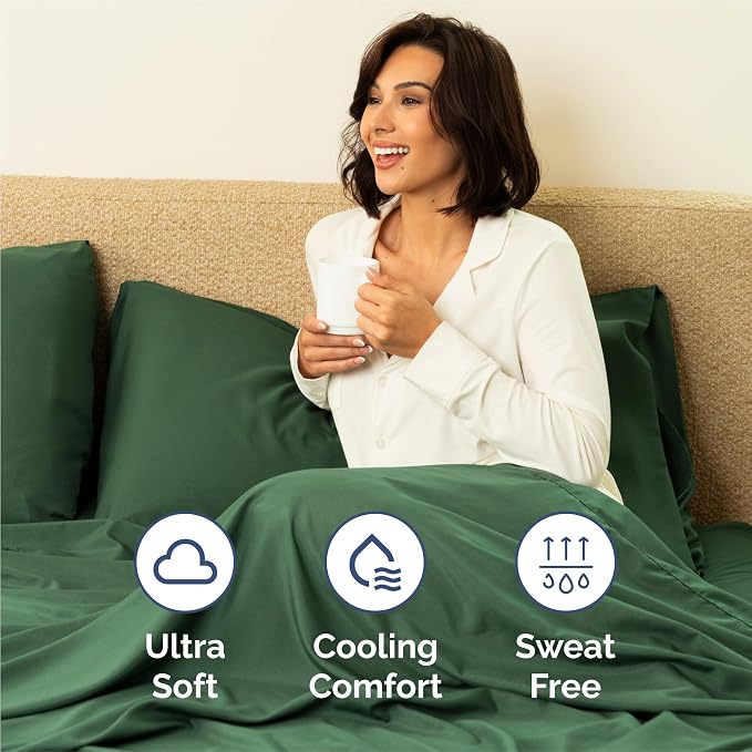 King 6 Piece Bed Sheet Set - Breathable & Cooling Sheets - Emerald Green | Ultra Soft Hotel Luxury Bedding Set w/ 8-16 Inch Deep Pockets - 1 Flat & 1 Fitted Sheet & 4 Pillowcases - Wrinkle & Fade Free